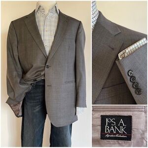 Jos A Bank Mens Sport Coat Blazer Sport Jacket Two Button Wool Silk Size 42 L